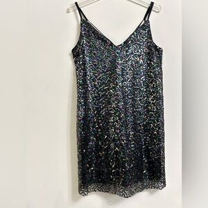 3 BCBGeneration Sequin Slip on Black Multi Color Dress